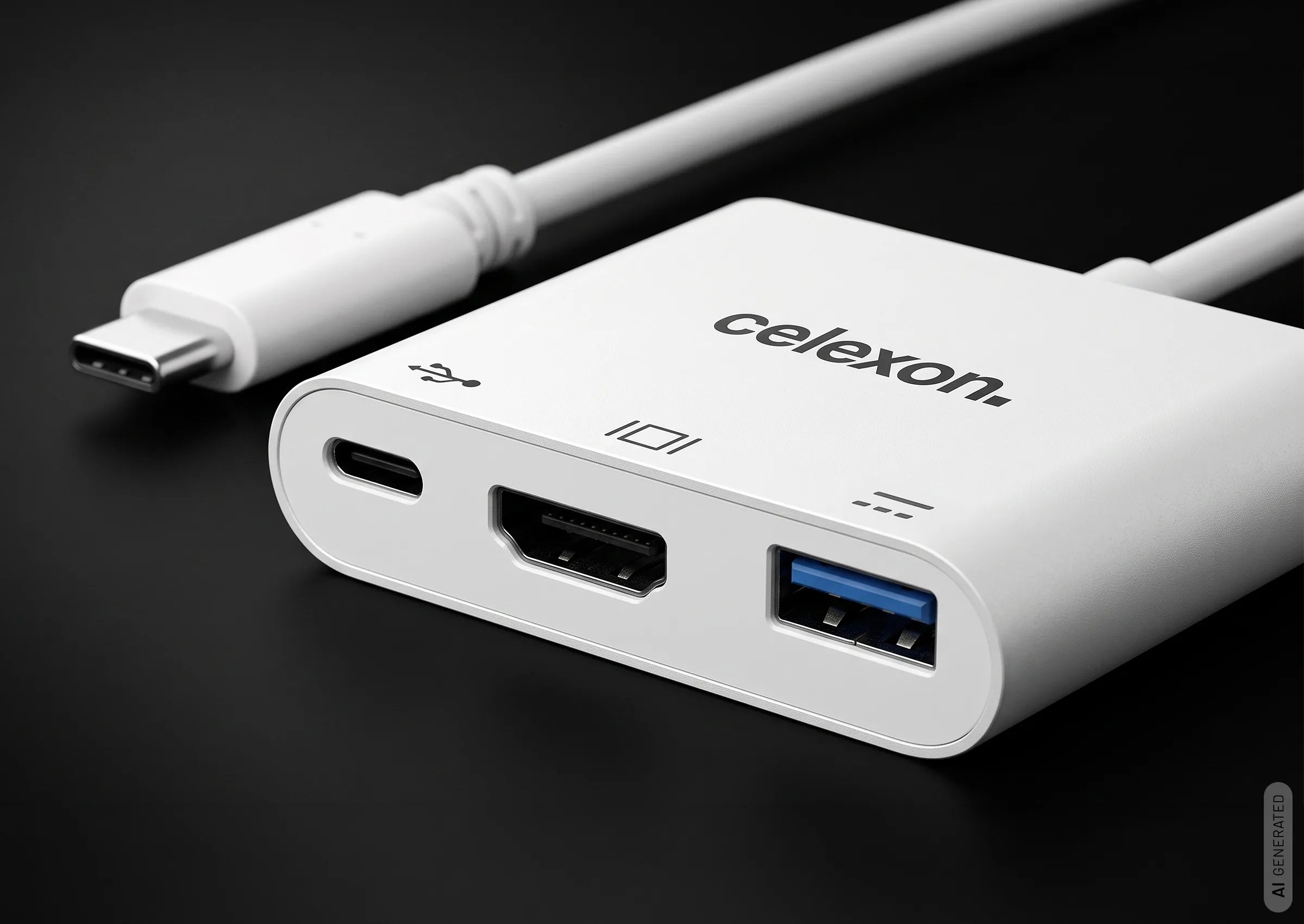 celexon-adaptateur-multiport-usb-c-vers-hdmi-blanc-4k image 2