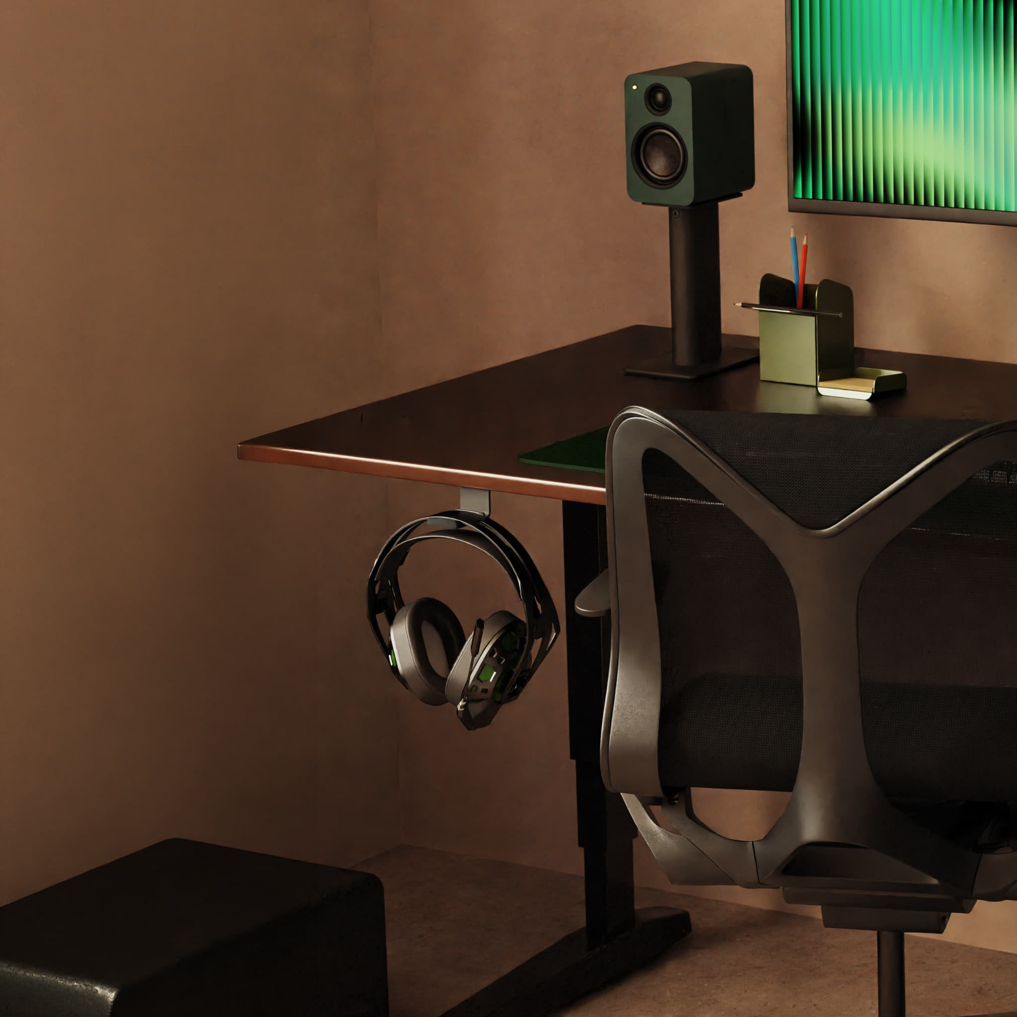 kanto-hh-porte-casque-sous-bureau-silicone-noir image 3