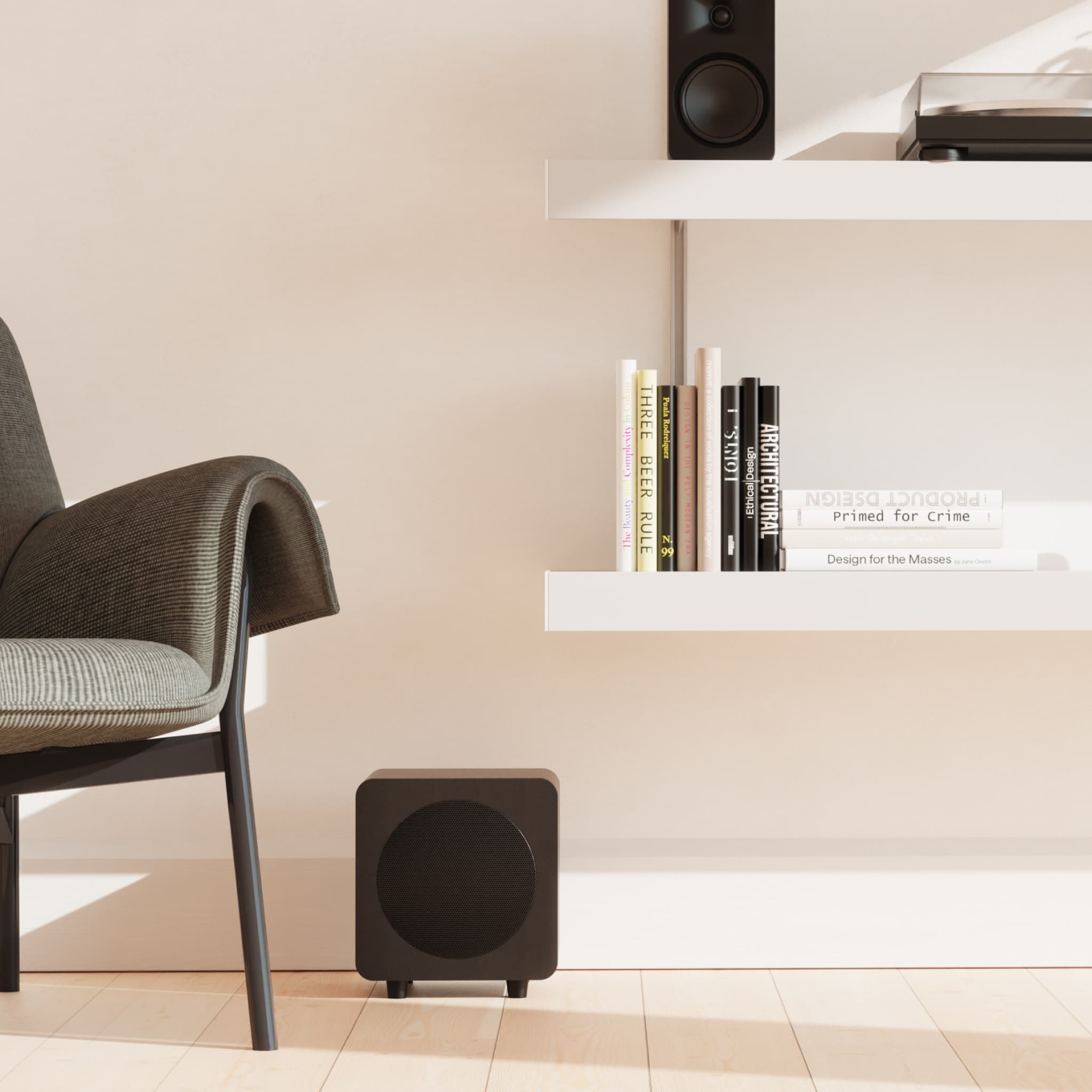kanto-sub6-caisson-de-basses-compact-blanc-mat-salon image 6
