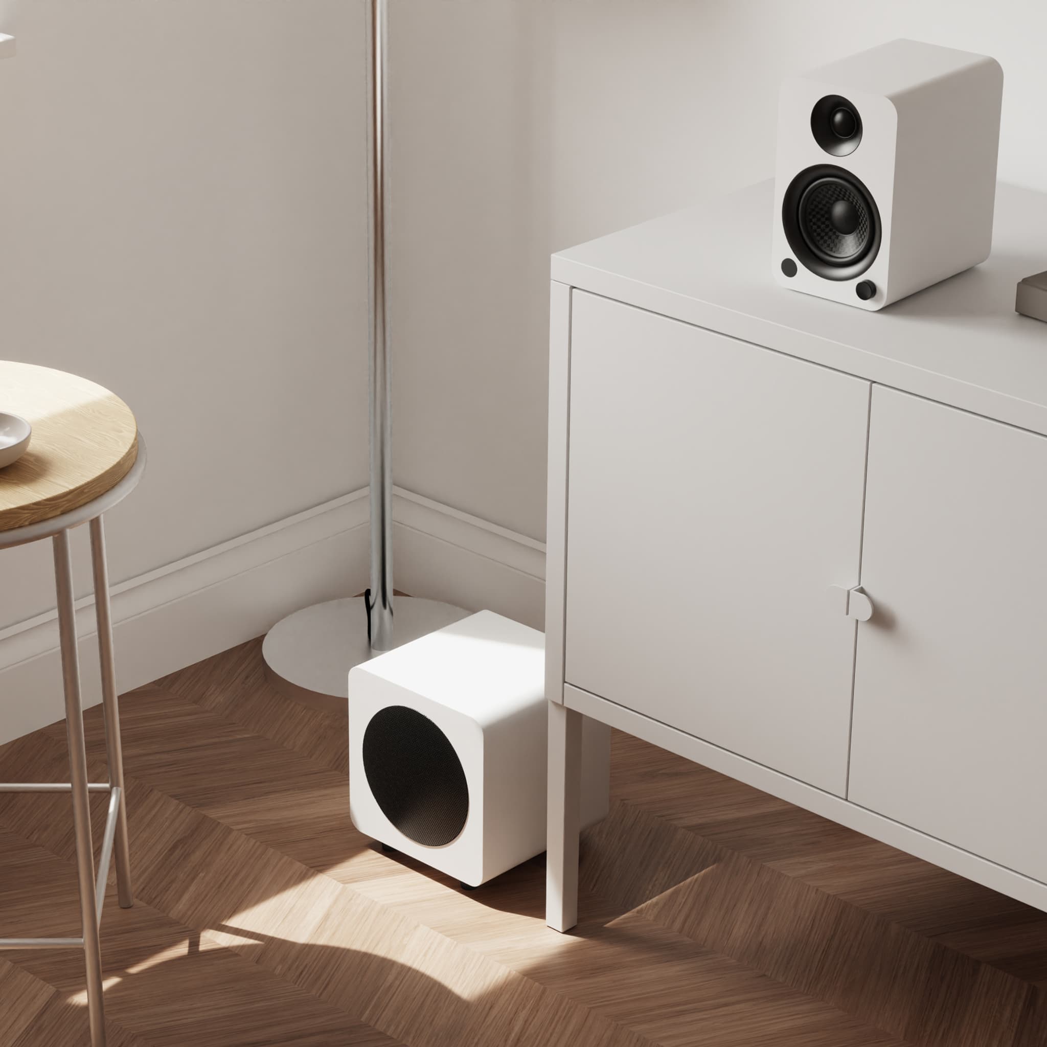 kanto-sub6-caisson-de-basses-compact-blanc-mat-salon image 2