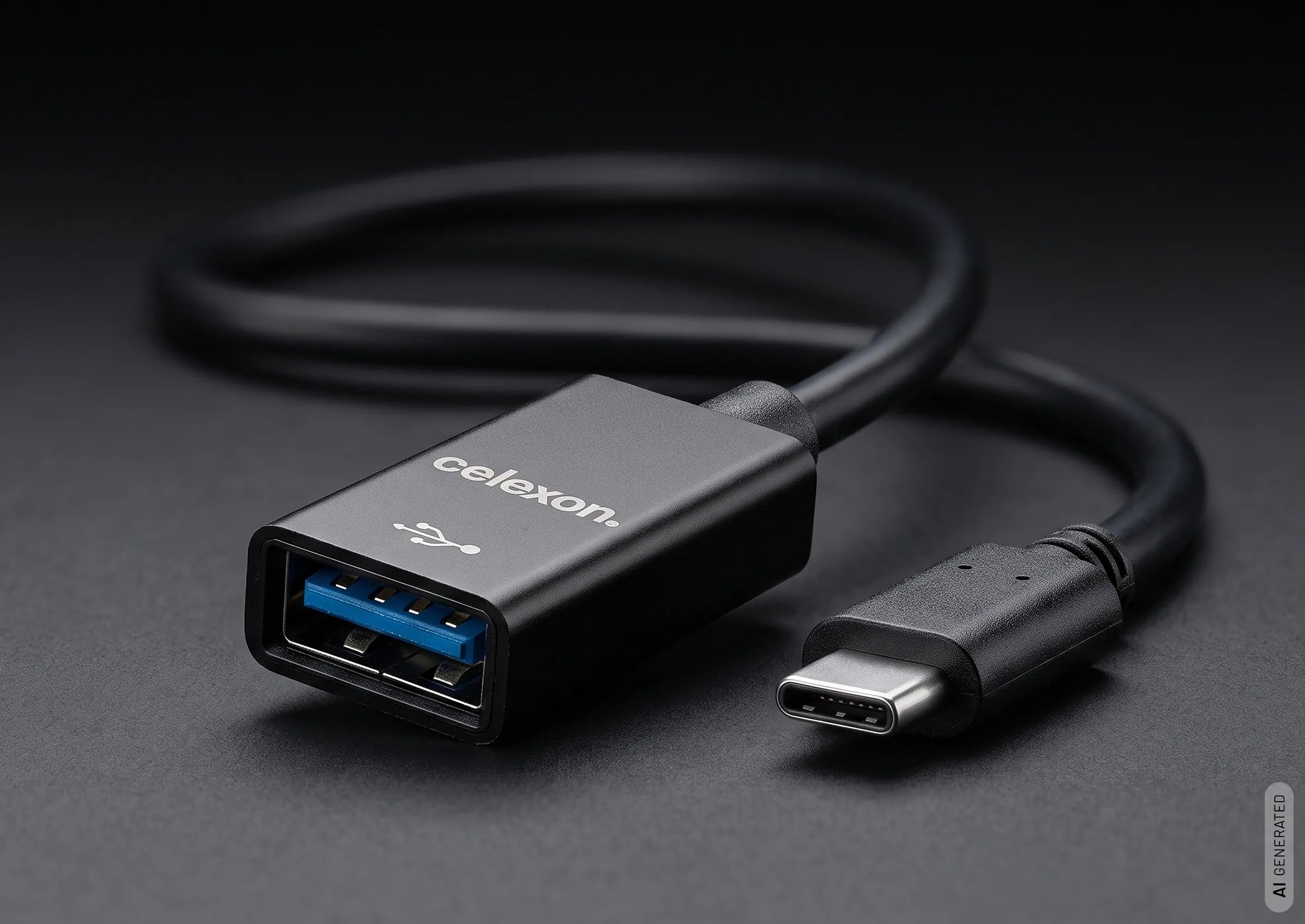 celexon-adaptateur-usb-c-vers-usb-a-noir-5-gbps-0-1-m image 2